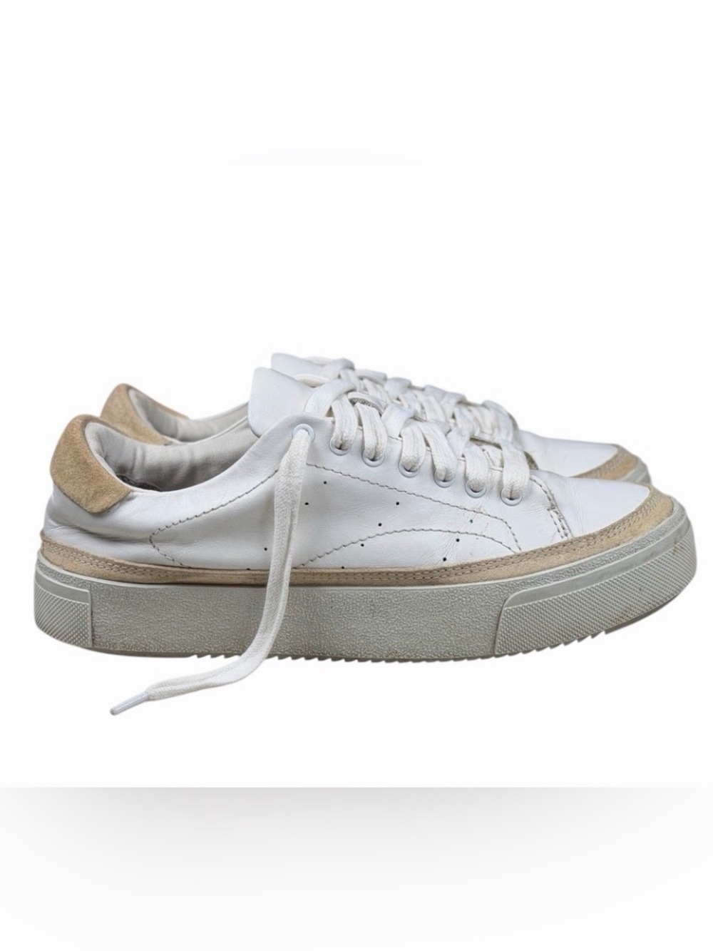“All Saints” White and Tan Low-Top Platform Sneakers.⭐️Sale!